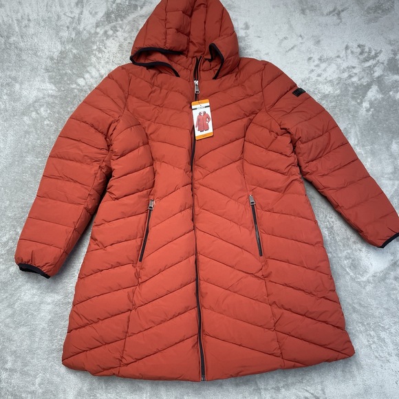DKNY Women's XXL Puffer Coat Red Polyester c0320 - Picture 2 of 8